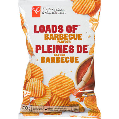President Choice, 200g/7.1oz., Loads of Barbecue Potato Chips Bag, {Imported from Canada}