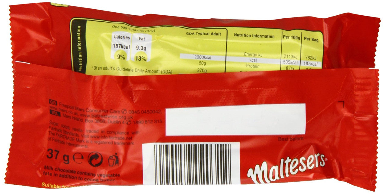 Mars Maltesers Malt Balls, 37g/1.3oz.- 40 Pack {Imported from Canada}