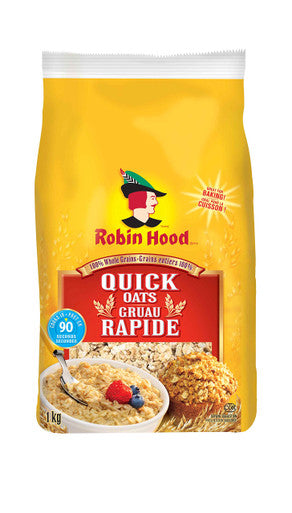 Robin Hood, 100% Whole Grains Quick Oats, 1kg/35oz., {Imported from Canada}