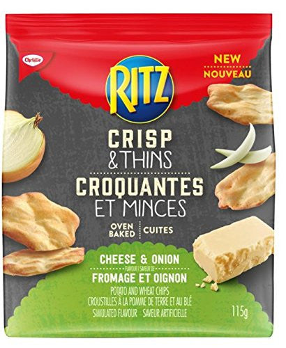Ritz Crisp & Thins Cheese & Onion Baked Potato and Wheat Chips, 115g/4oz. (Imported from Canada)