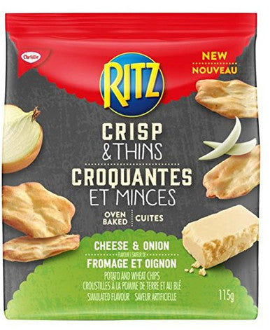 Ritz Crisp & Thins Cheese & Onion Baked Potato and Wheat Chips, 115g/4oz. (Imported from Canada)