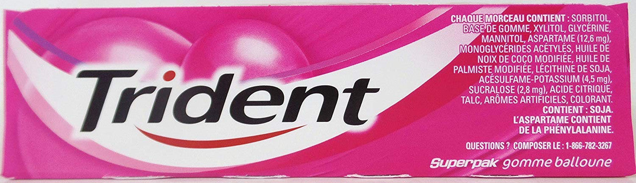 Trident Sugar Free Chewing Gum Twist Superpak 14 count 12 Pack (Bubblegum)