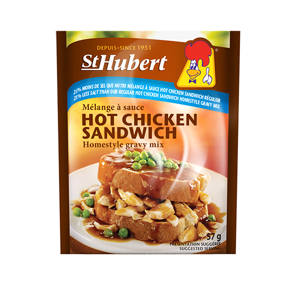 St Hubert Hot Chicken Sandwich Gravy Mix, Low Sodium (25% Less Salt) 57g/2 oz., {Imported from Canada}