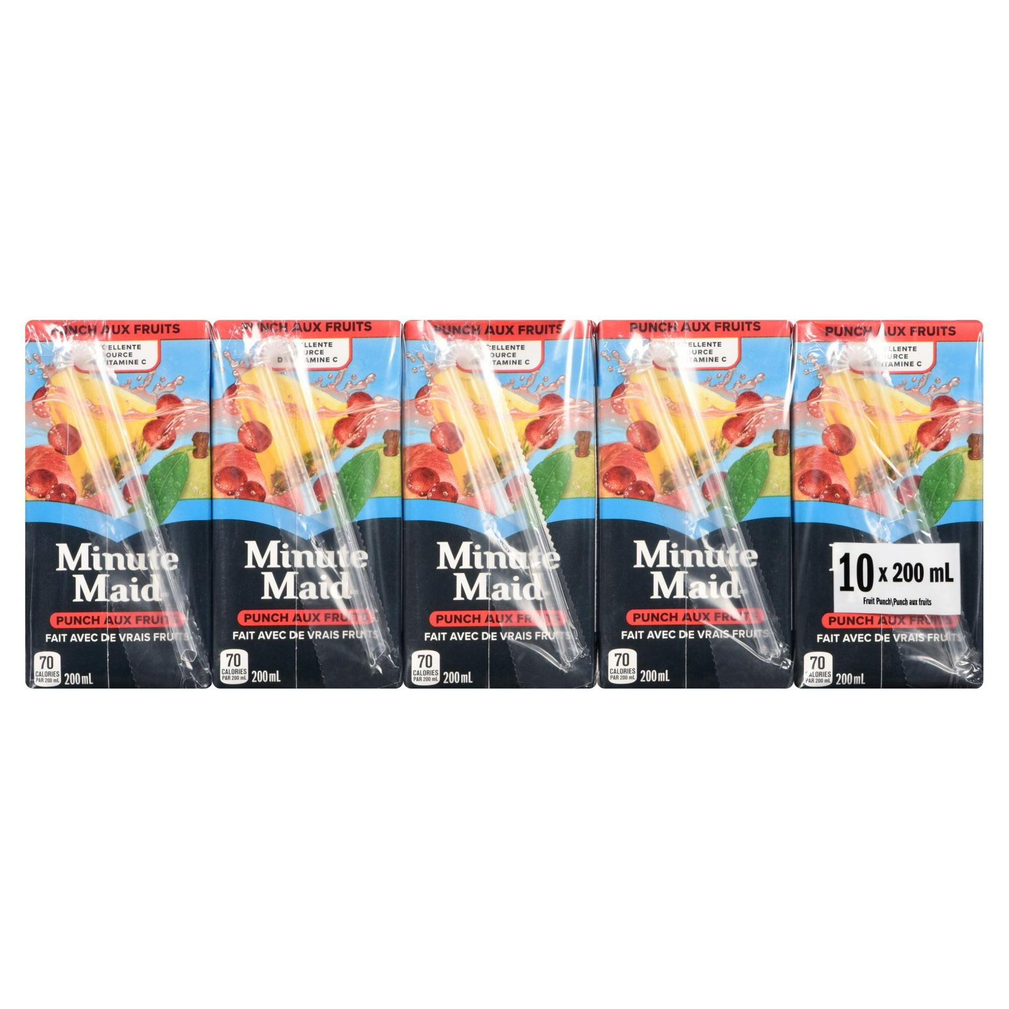 Minute Maid Fruit Punch Juice Boxes Perfect for On-The-Go, 10x200ml, 2L/67.6 fl. oz. - Back Of Package