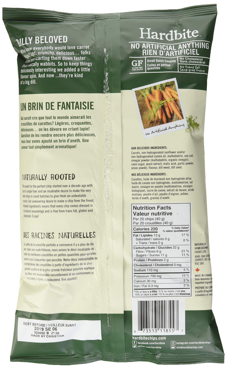 Hardbite Dill Flavoured Carrot Chips, 150g/5.3oz., {Imported from Canada}