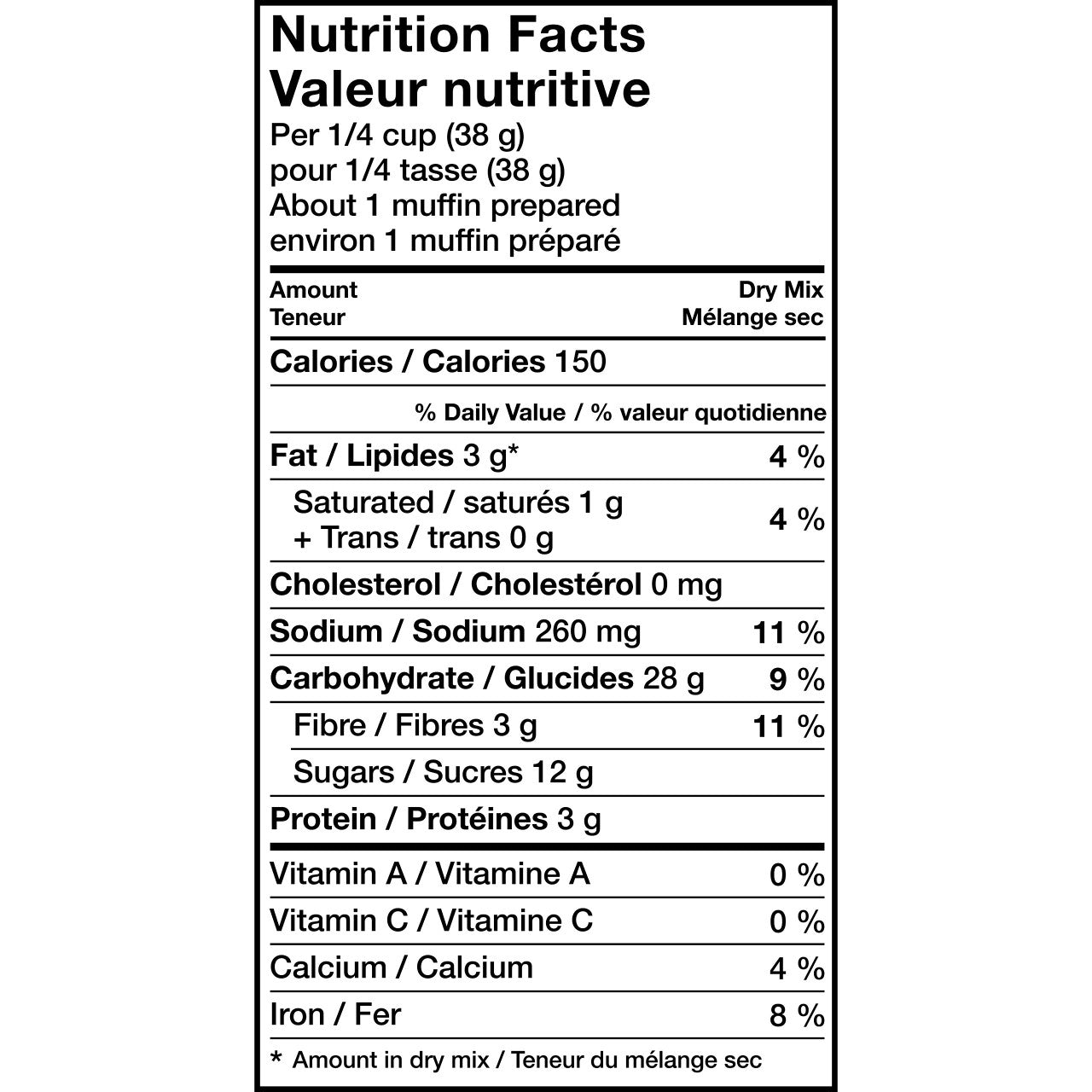 Quaker Muffin Mix Low Fat Bran, 12ct, 900g, Imported from Canada