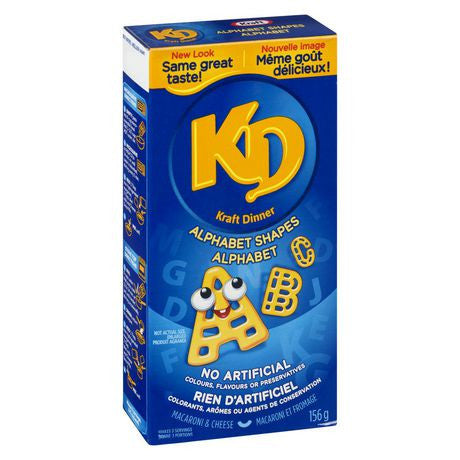 Kraft Dinner Macaroni & Cheese Shapes, Alphabet, 156g/5.5oz., 12 Pack, {Imported from Canada}