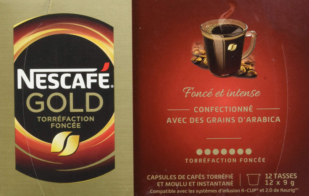 NESCAFE Gold, Dark Roast, Keurig, 12 Count Pods,  {Imported from Canada}