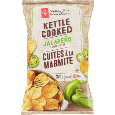 PC Kettle Cooked Potato Chips, Jalapeno 220g/7.1 oz., {Imported from Canada}