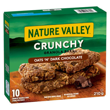 NATURE VALLEY Crunchy Granola Bar Oats and Dark Chocolate (10ct Box), 210g/7.4 oz., {Imported from Canada}