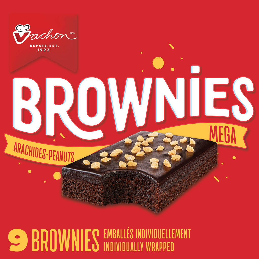 Vachon Mega Brownies with Peanuts and Decadent Chocolatey Frosting, Snack Food, Contains 9 brownies (Individually Wrapped) 963g/34 oz., {Imported from Canada}