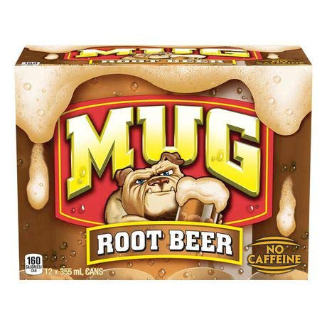 MUG Root Beer, 355mL/12 fl. oz., Cans, 12 Pack, {Imported from Canada}