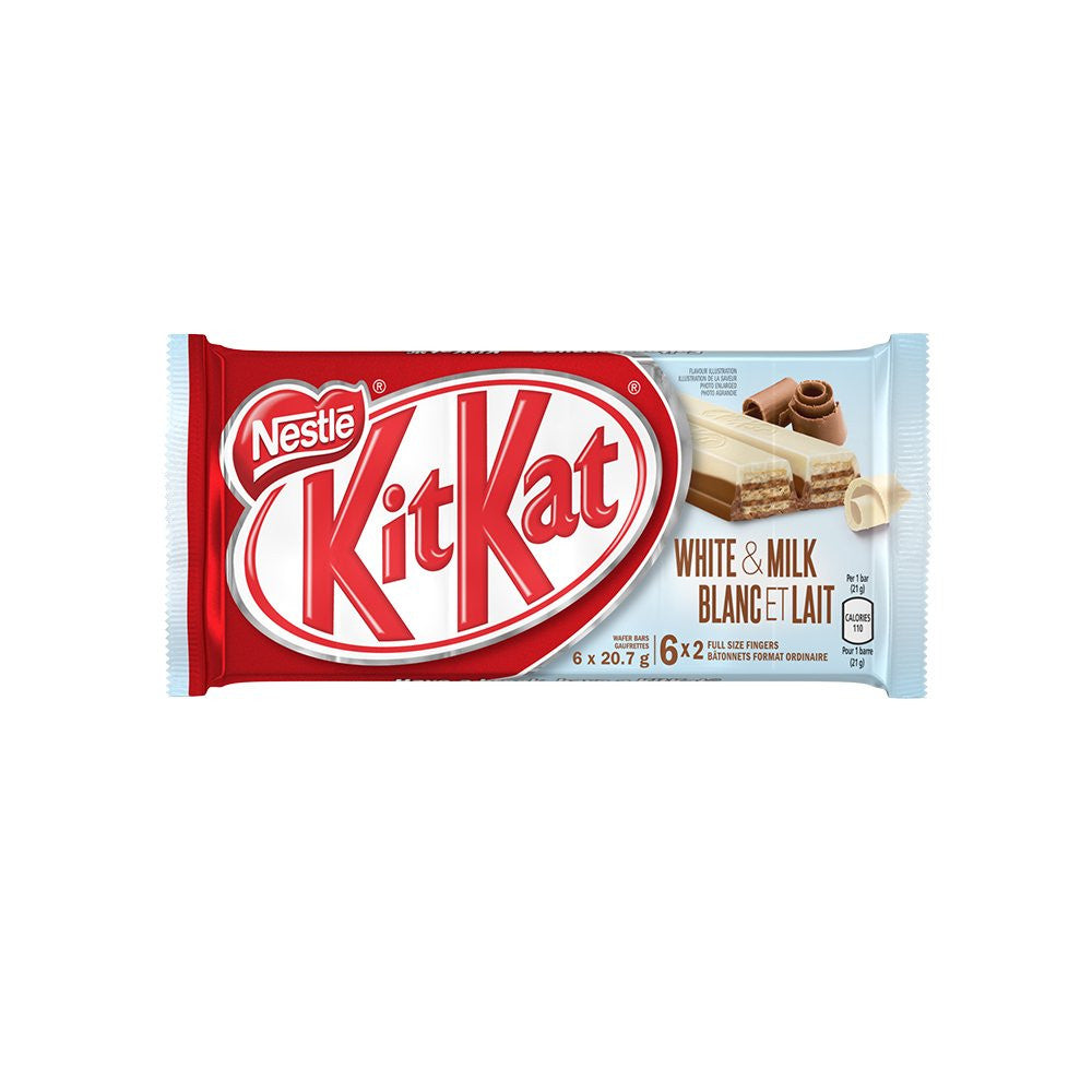Nestle KIT KAT, 2 Finger, White & Milk Chocolate, 6 Bars {Imported from Canada}