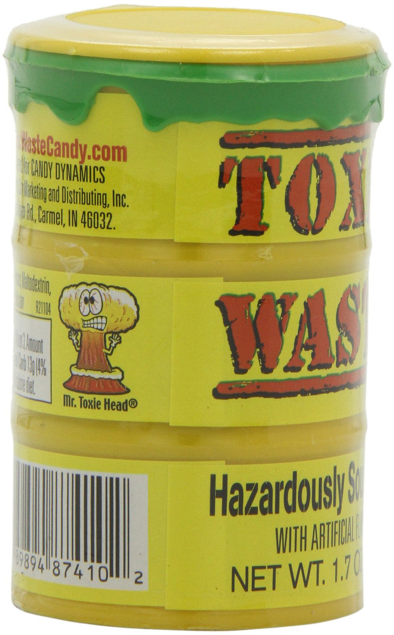 TOXIC WASTE Hazardously Sour Candy, 48g/1.7oz., Plastic Drums (12ct) {Imported from Canada}