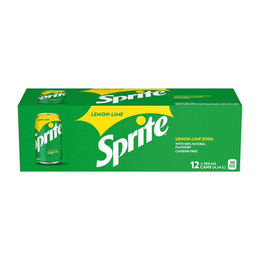 Sprite Lemon Lime Soda, 355mL/12oz., Cans, 12 Pack, {Imported from Canada}