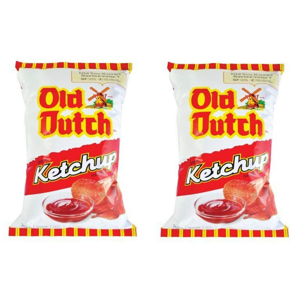 Old Dutch Ketchup Chips, 255g/9oz., (2pk) Bundle {Imported from Canada}