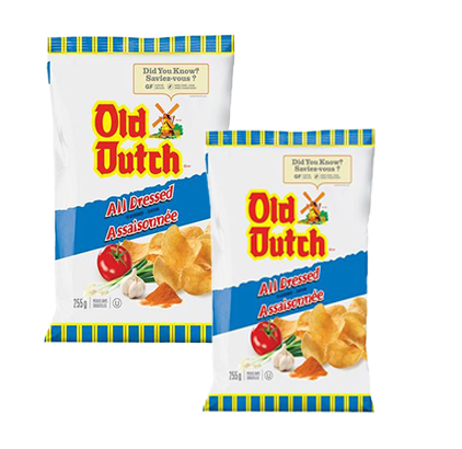 Old Dutch, All Dressed, Potato Chips, Gluten Free (255g/9 oz.) (2 Pack) {Imported From Canada}