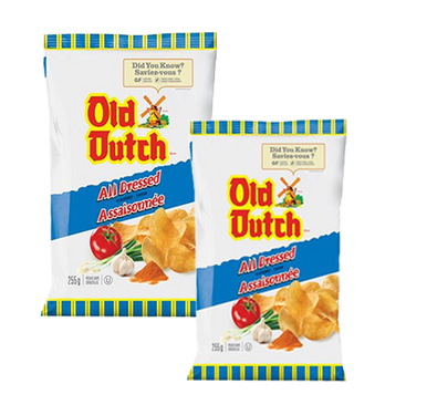Old Dutch, All Dressed, Potato Chips, Gluten Free (255g/9 oz.) (2 Pack) {Imported From Canada}