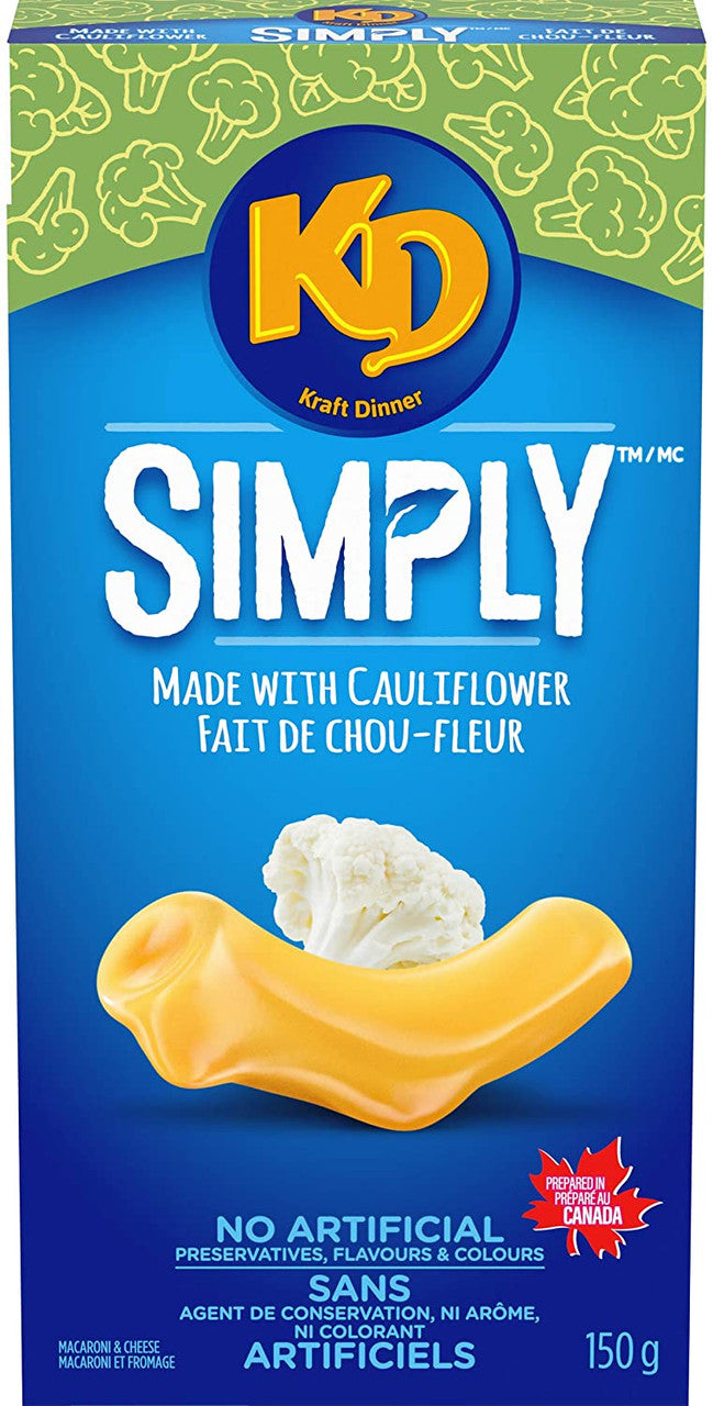 Kraft Dinner Simply Macaroni & Cheese with Cauliflower, 150g/5.3 oz., {Imported from Canada}