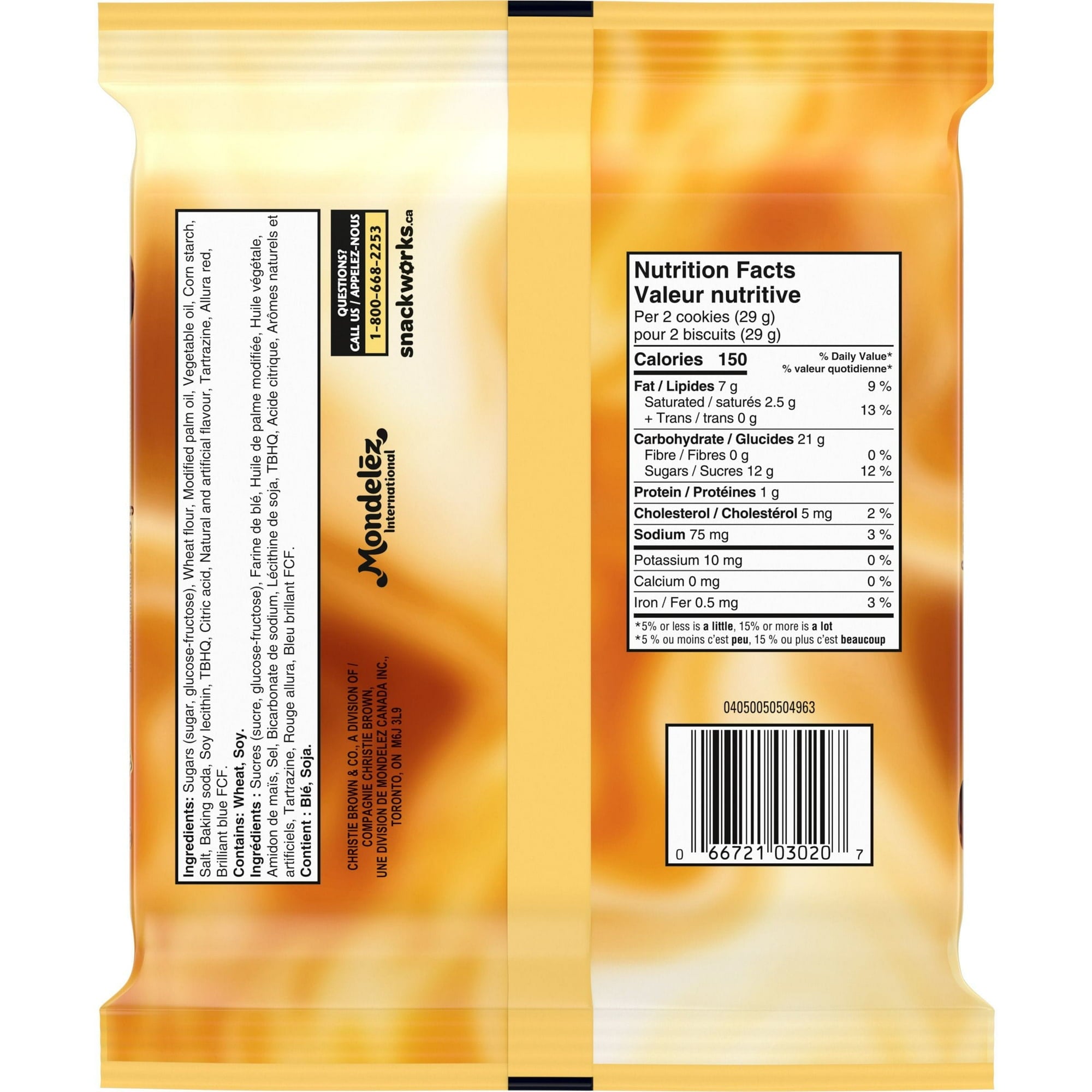Back view of an Oreo Brown Sugar Bubble Tea Sandwich Cookies package with nutritional facts label