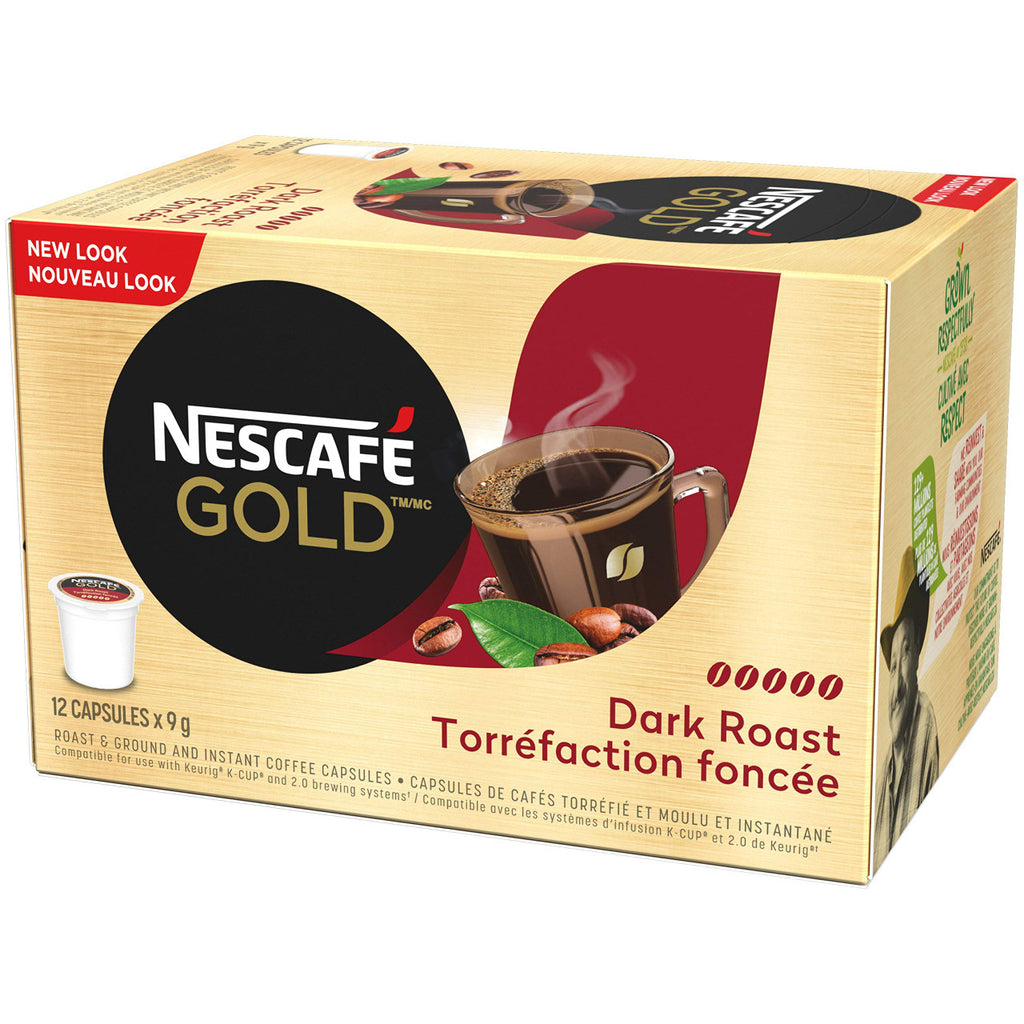 NESCAFE Gold, Dark Roast, Keurig, 12 Count Pods,  {Imported from Canada}