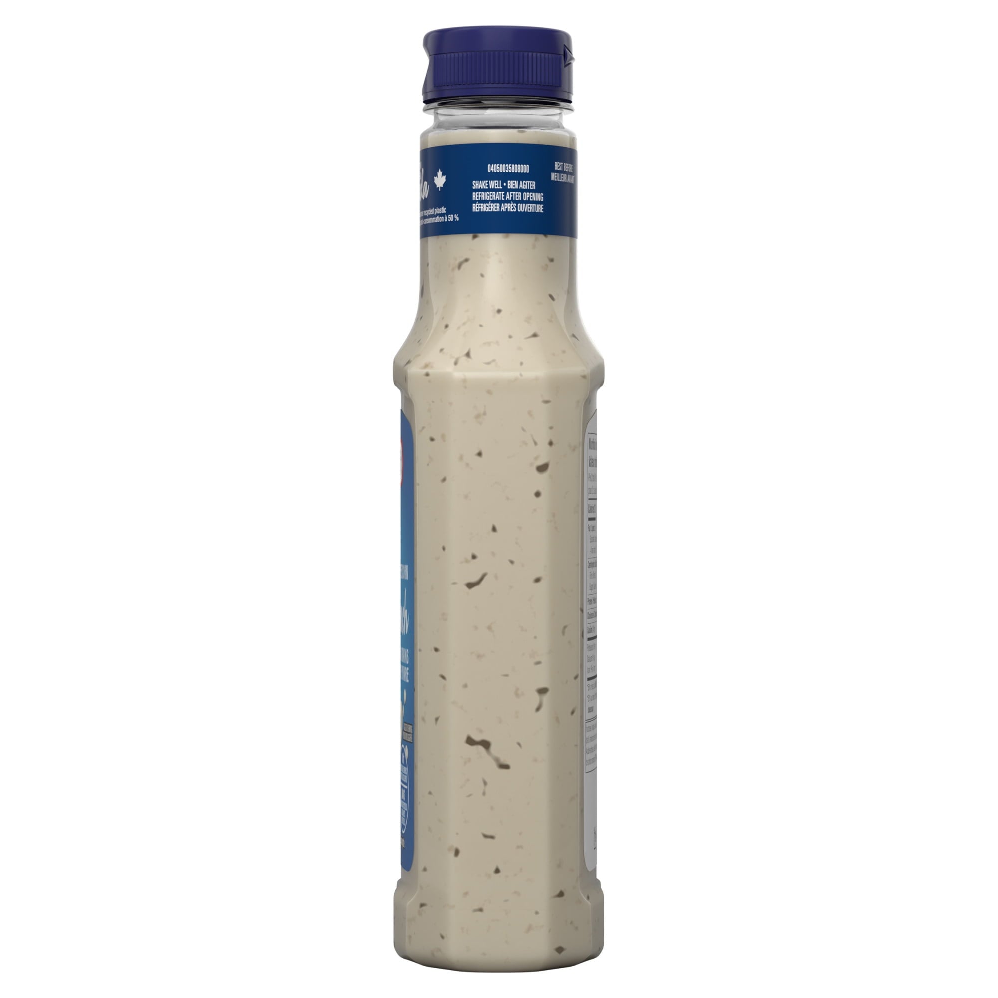 Kraft Peppercorn Ranch Dressing 425ml/14.4 oz., Bottle, side of bottle