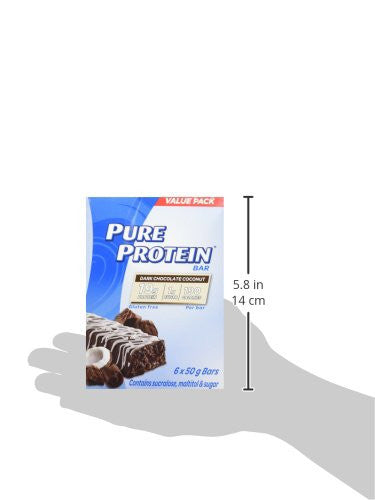 Pure Protein Bars, Gluten Free, Dark Chocolate Coconut, 50g/1.8oz., 6ct, {Imported from Canada}