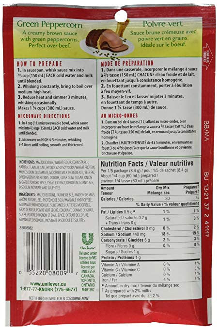 Knorr Green Peppercorn Sauce Mix 12x42g {Imported from Canada}