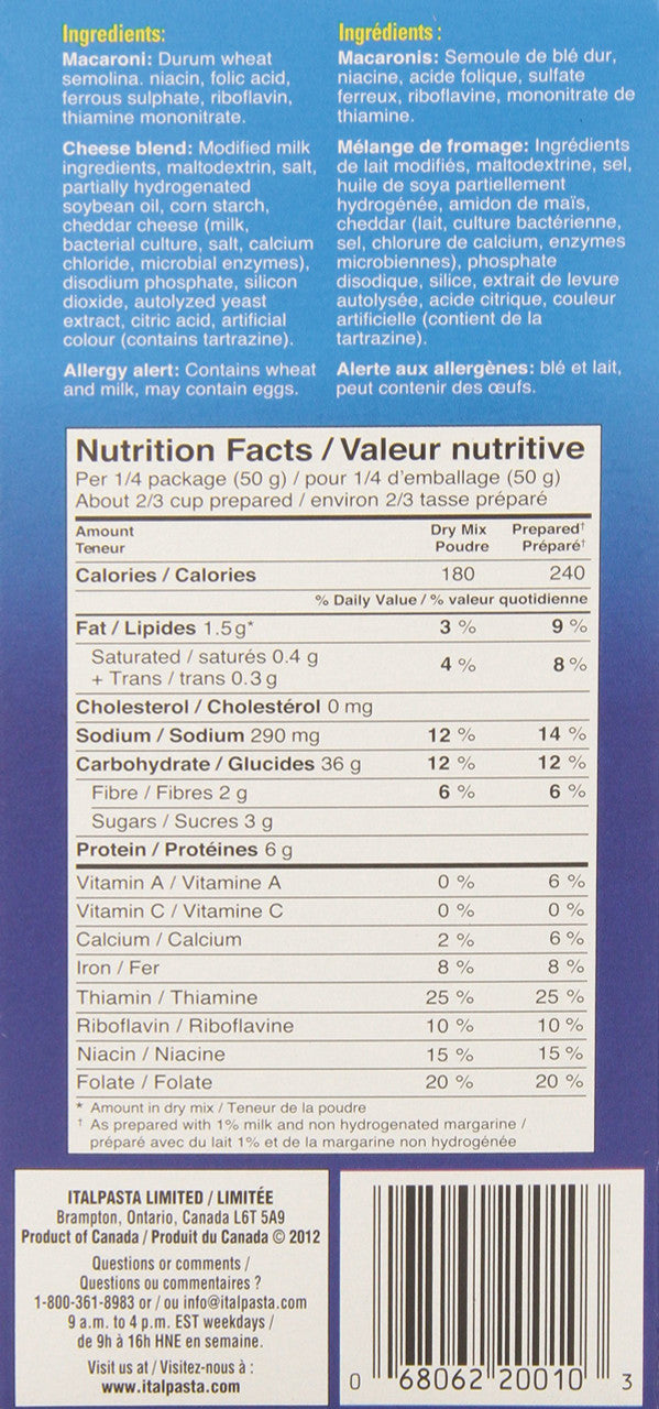 Italpasta Macaroni and Cheese, 200 Gram/7.1oz {Imported from Canada}
