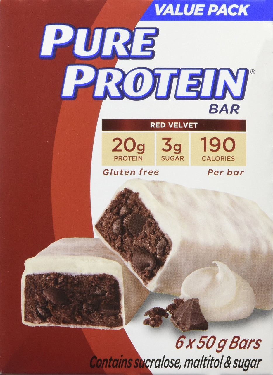 Pure Protein Bars, Gluten Free, Snack Bars, Red Velvet, 50g/1.8oz.,6ct, {Imported from Canada}