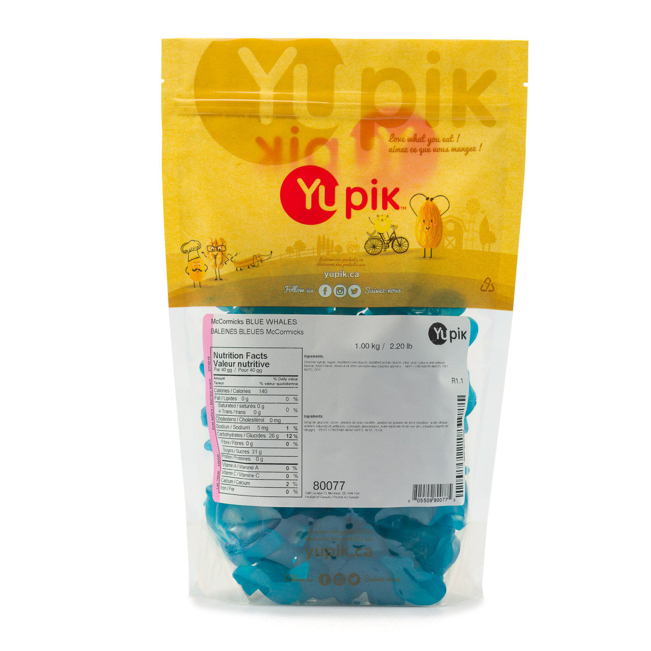 Yupik McCormicks Blue Whales, 1kg/2.2 lbs.,{Imported from Canada}