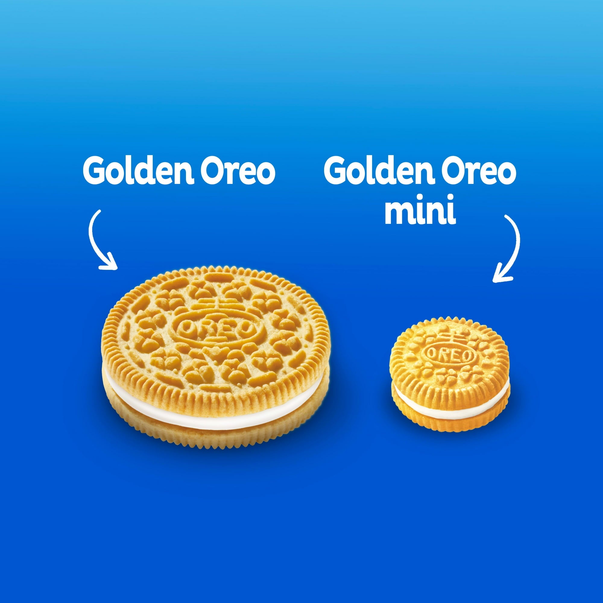 Oreo Golden Mini Dores, Sandwich Cookies compaired to regular sandwich cookie.