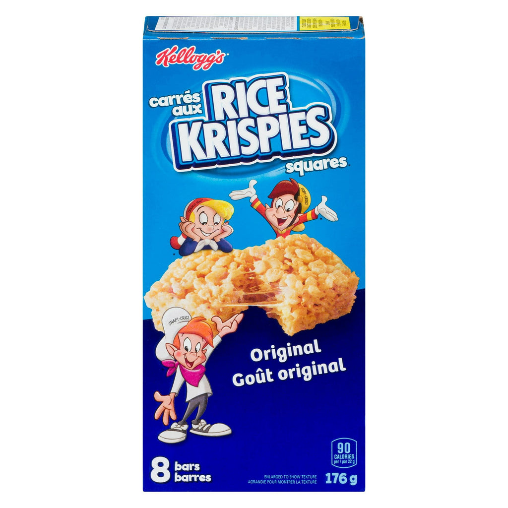Box of Kellogg's Original Rice Krispies Bars 176g/6.2 oz with cartoon characters on a white background
