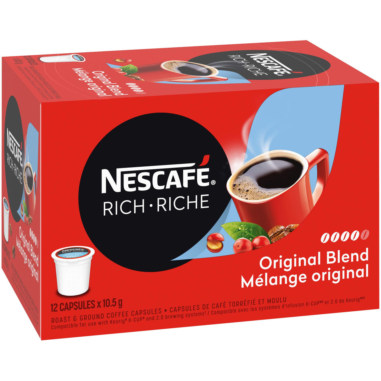 Nescafe Rich Original Coffee Capsules, 72 Pods Total, (6 Boxes of 12 Pods) {Imported from Canada}