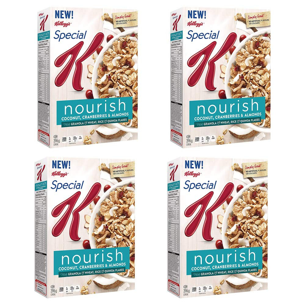 Kellogg's Special K Nourish Coconut, Cranberries and Almonds, Cereal 4-Pack 396g/14oz, Imported from Canada}