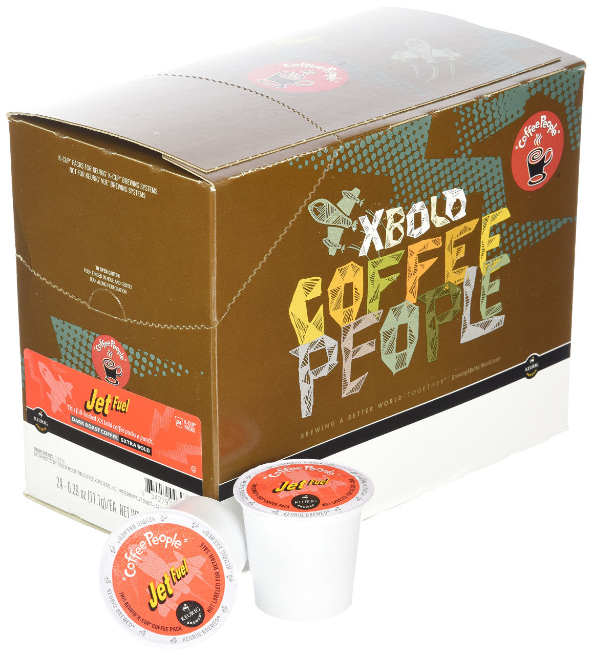 Coffee People Dark Roast, Jet Fuel, K-Cup Portion Pack for Keurig Brewers 24-Count