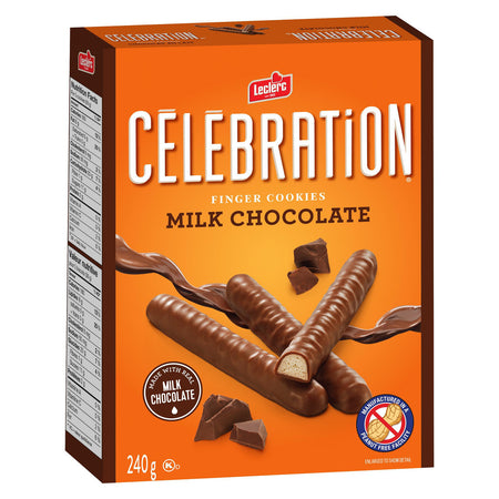 Leclerc Celebration Milk Chocolate Finger Cookies, 240g/8.5 oz. Box {Imported from Canada}