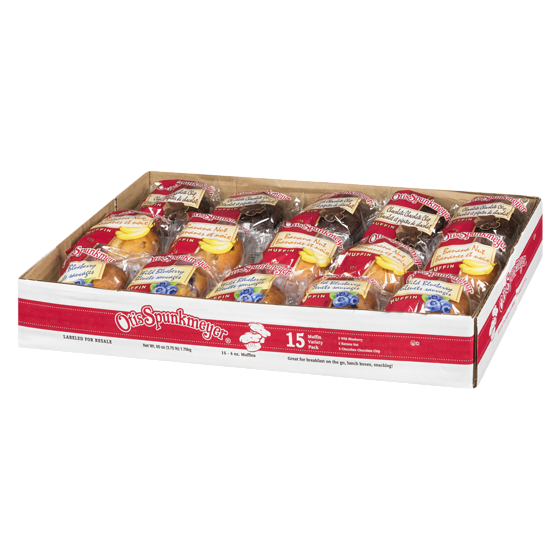 Otis Spunkmeyer, Assorted Muffins, (15 ct., 4 oz.per muffin), Blueberry, Banana, Chocolate, 1.7kg/3.75 lb Box. {Imported from Canada}