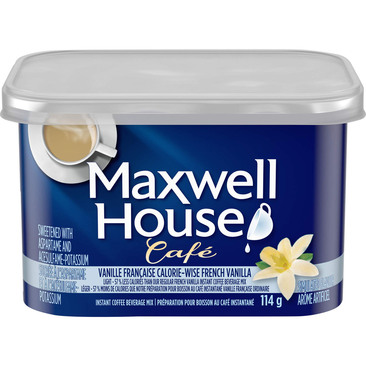 MAXWELL HOUSE Caf Calorie-Wise French Vanilla Instant Coffee 114 grams - {Imported from Canada}