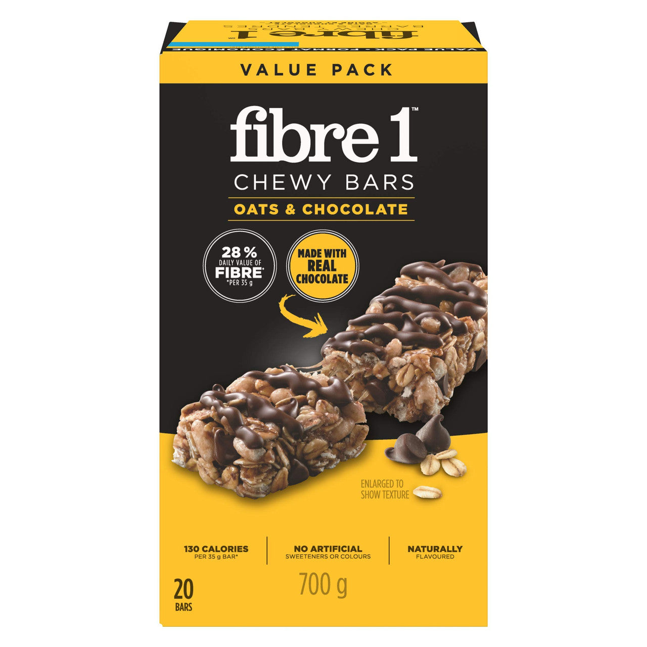 Fibre 1 Chewy Oats & Chocolate Bars, 20 Bars, 700g/24.7oz., {Imported from Canada}