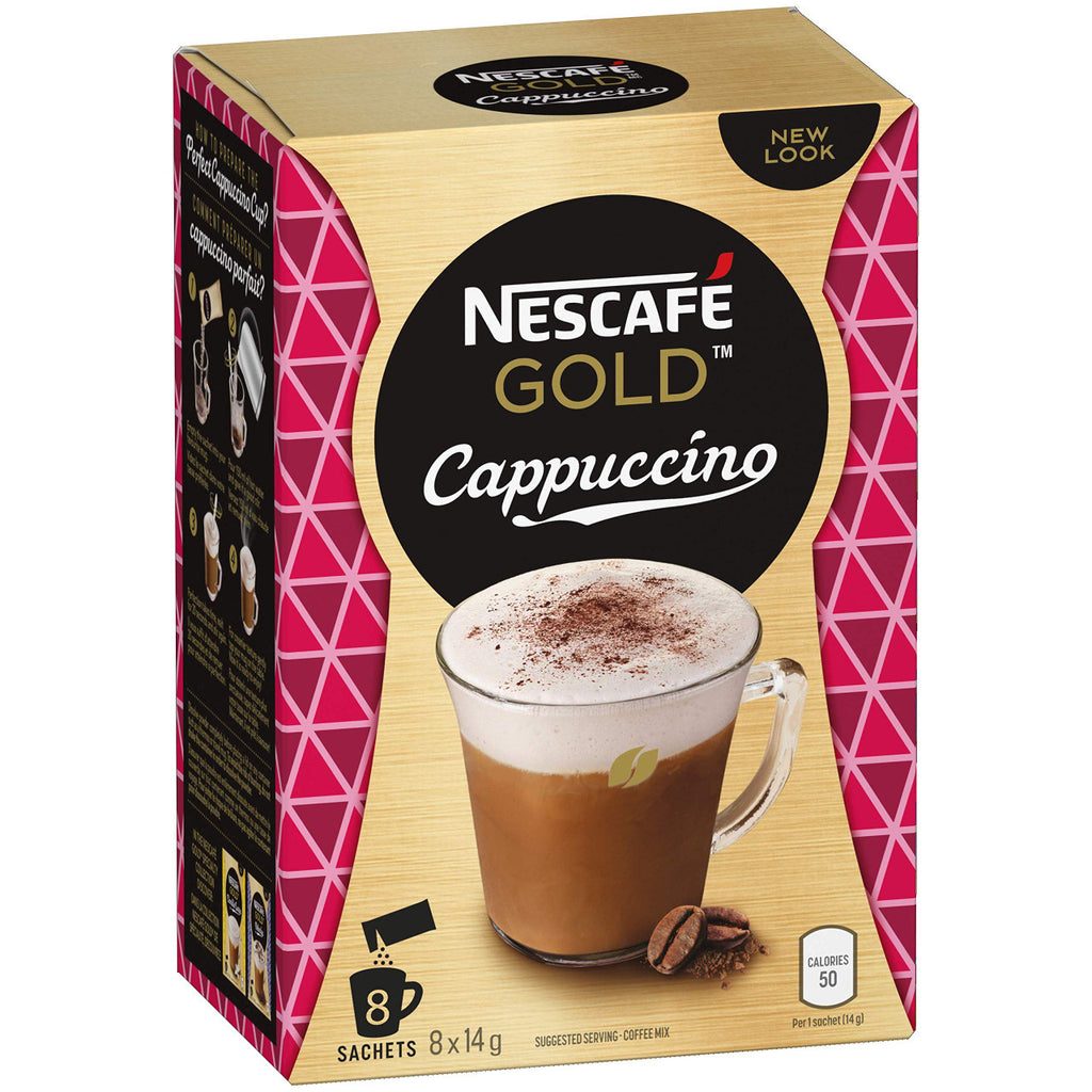 NESCAFE Cappuccino, Instant Coffee Sachets, 8x14g (Pack of 6, 48 Cups)