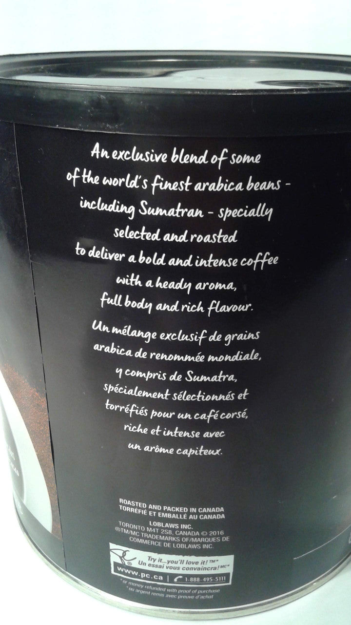 President's Choice Dark Roast West Coast Gourmet Arabica Coffee, 875g/30.9oz., {Imported from Canada}
