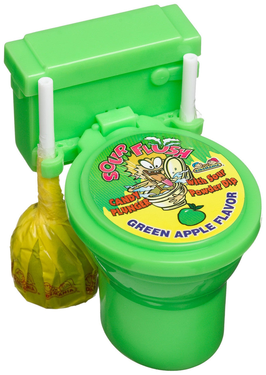 Kidsmania Sour Flush Candy Plunger with Sour Powder Dip, 1.38-Ounce Plungers (Pack of 12)
