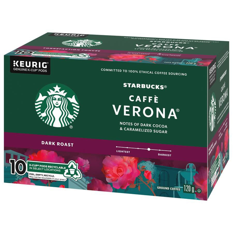 Starbucks Caffe Verona Medium Roast Coffee, K-Cups, 10 Count Box {Imported from Canada}