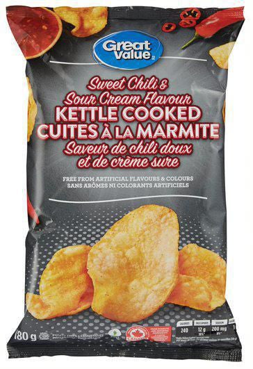 Great Value Sweet Chili & Sour Cream Kettle Cooked Chips 180g/6.3 oz {Imported from Canada}