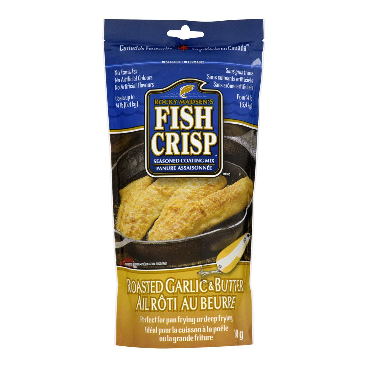 Rocky Madsen's Fish Crisp, Seasoned Coating Mix, Roasted Garlic & Butter, 340g/12oz. {Imported from Canada}