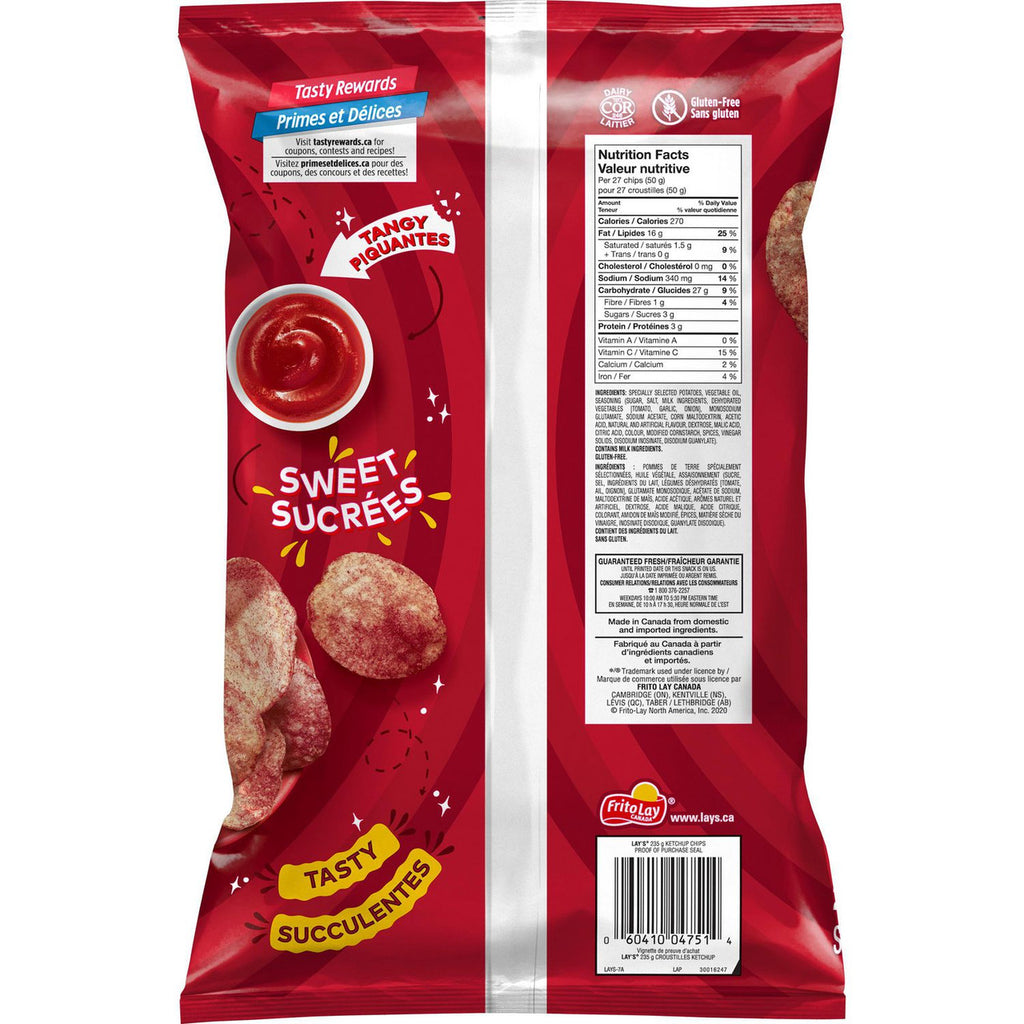 Canadian Lays Ketchup Flavour Chips [1 Large Family Size Bag]