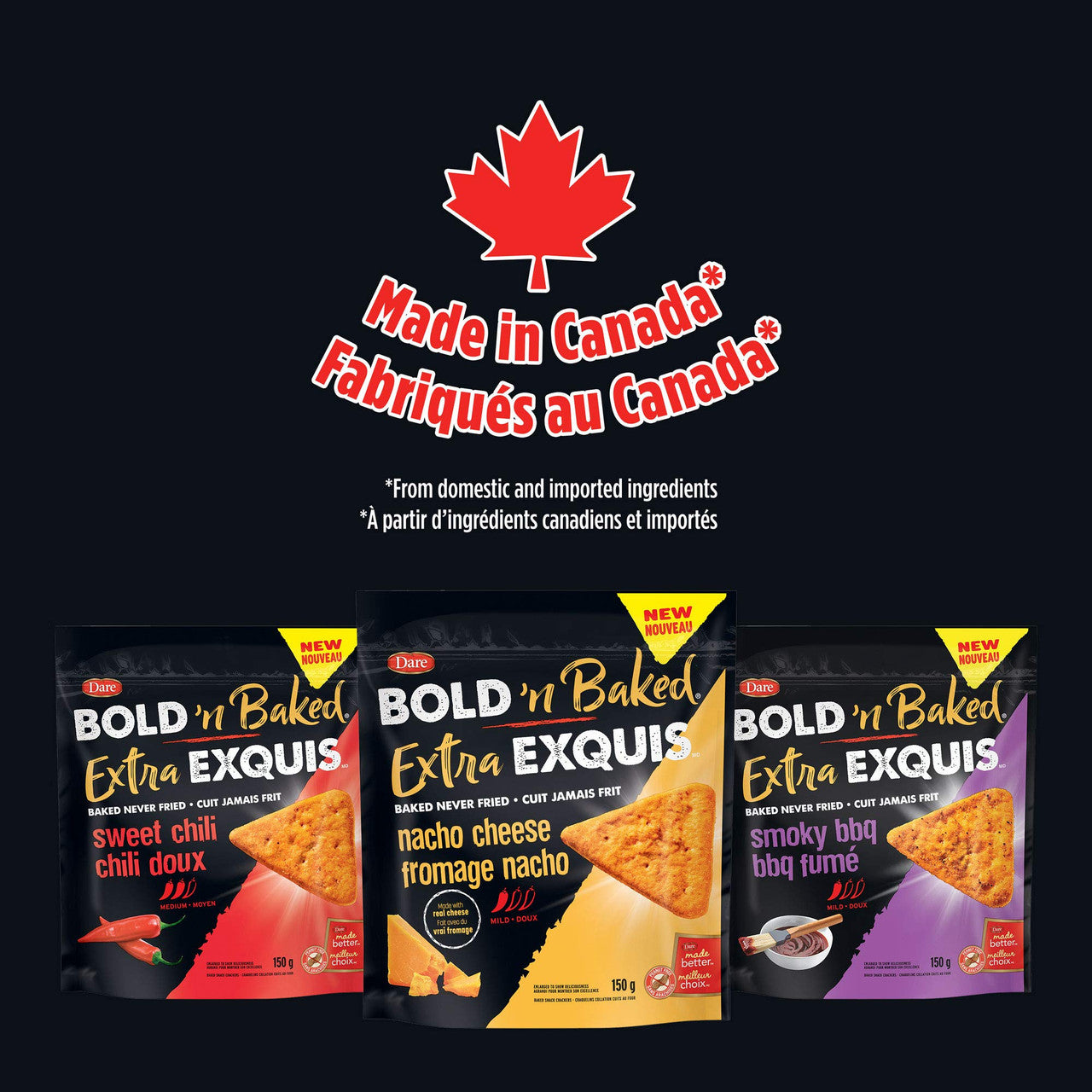 Dare Bold 'n Baked Nacho Cheese Crackers, 150g/5.3 oz., {Imported from Canada}