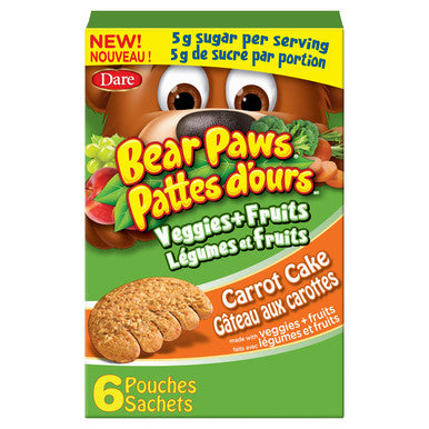 Dare Bear Paws Veggies & Fruit - Carrot Cake, 168g/5.9 oz., {Imported from Canada}