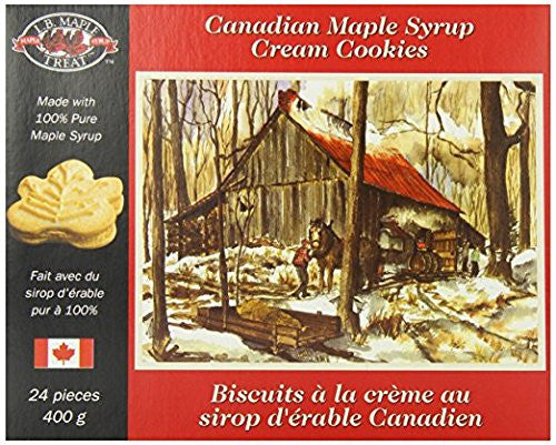 LB Canadian Maple Leaf Sugar Cream / Creme Snack Cookies (2 Pack) Candy Treat 400Grams 14 Ounce